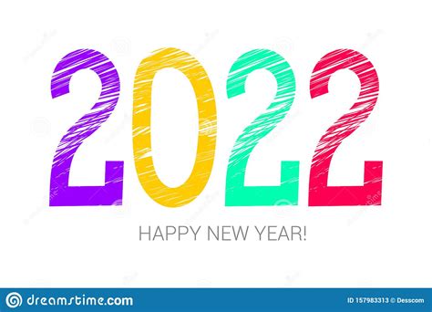 2022 Year Colorful Symbol. Happy New Year. Banner, Card. Purple, Yellow
