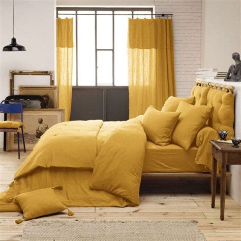 Perfetto per dare un tocco di raffinata eleganza alla camera da letto. Runner letto garza di cotone (150 x 150 cm) Gaïa Giallo zafferano - Biancheria da letto - Eminza