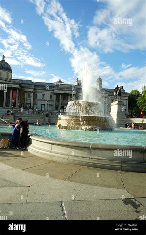 The Fountain At Trafalgar Square In London England Uk Stock Photo