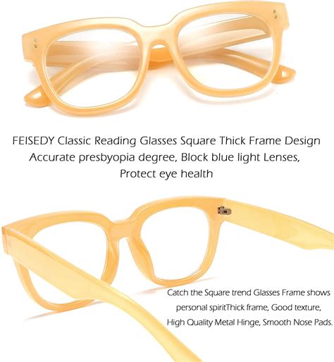 Feisedy Retro Square Thick Big Frame Blue Light Blocking Reading Glasses Anti Gl Ebay