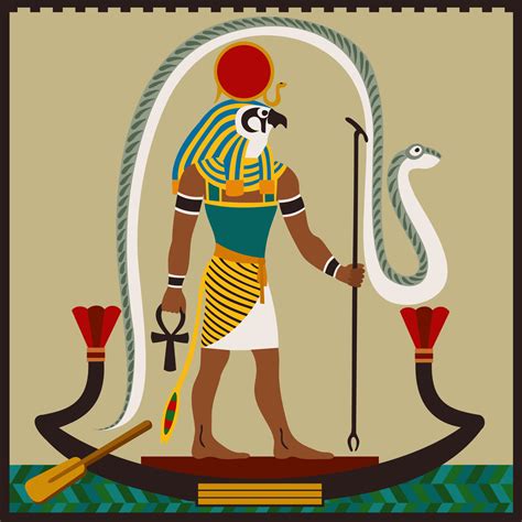 Ancient Egypt Ra God Of The Sun Man With Falcon Head Vector Illustration 17349556 Vector