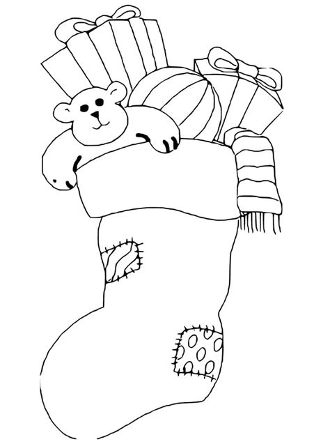 Gifts In Christmas Stocking Coloring Page Free Printable Coloring