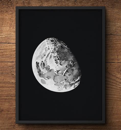 Moon Phases Set Of 6 Framed Art Moon Phases Prints Moon Etsy
