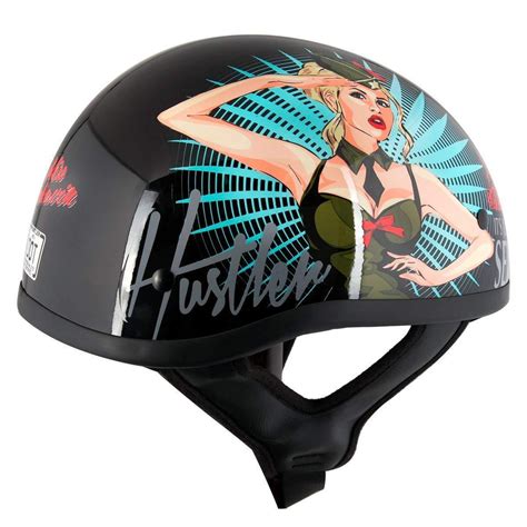 Outlaw Helmets Ht1 Hustler Glossy Black Its Just Sex Motorcycle Half Helmet For Men And Women Dot