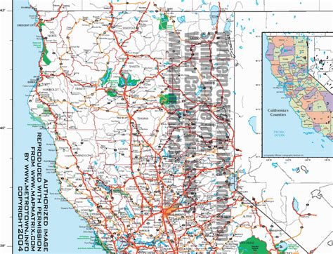 Detailed California Road Highway Map Pix Wide Meg California Oregon Border Map
