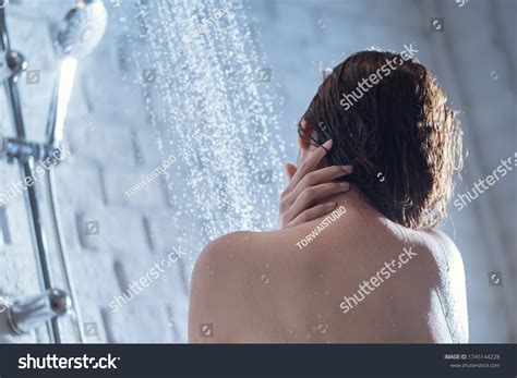 Womans Back Taking Shower She Feels Stock Photo Shutterstock