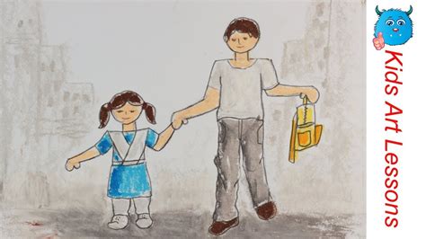 This can be a portrait of yourself or a loved one, a cherished pet, or a fond memory. How to Draw A Scenery of Father Taking Daughter to School ...