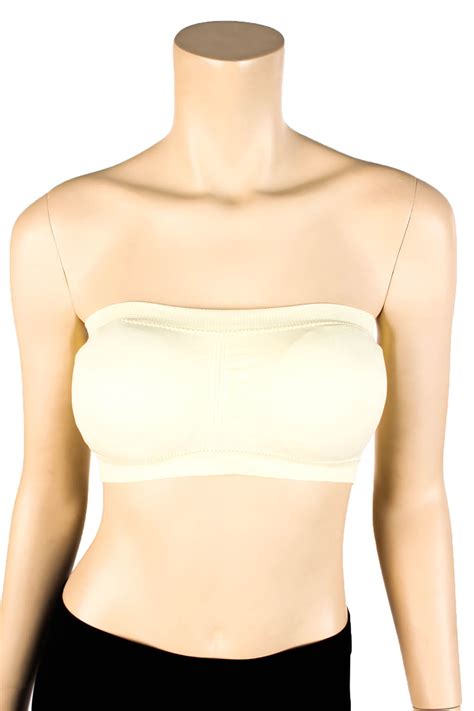Womens Strapless Padded Bra Bandeau Tube Top Removable Pads Seamless