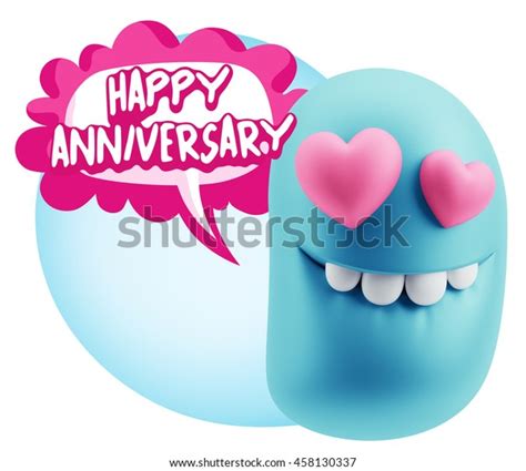 3d Rendering Emoji Saying Happy Anniversary Stock Illustration