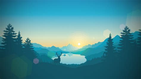 Download Wallpaper Mountains Sunrise Deer Section Minimalism In