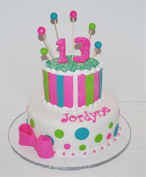 Hot Pink And Lime 13th Birthday Cake ~ Nutmeg Confections 13 Birthday Cake Cake Desserts