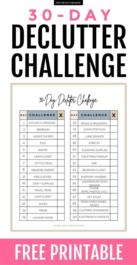 This 30 Day Declutter Challenge Printable Will Help You Organize Your