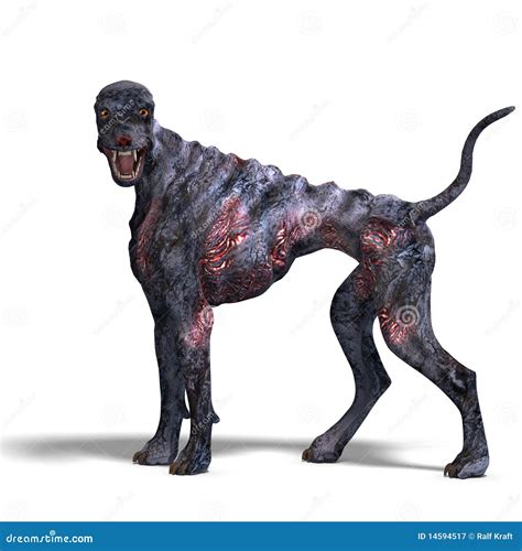 Creepy Alien Dog Out Of Hell 3d Rendering With Stock Image