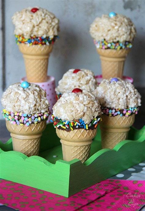 Ice Cream Cone Rice Krispie Treats Cookies And Cups Rice Crispy