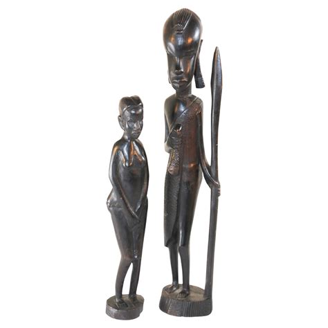 Statue Of South African Woman Pounding Millet Mahogany Wood Figurine