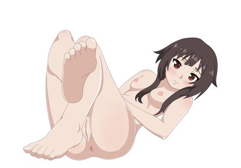 Rule 34 Anus Barefoot Blush Breasts Brown Hair Feet Female Highres Kono Subarashii Sekai Ni
