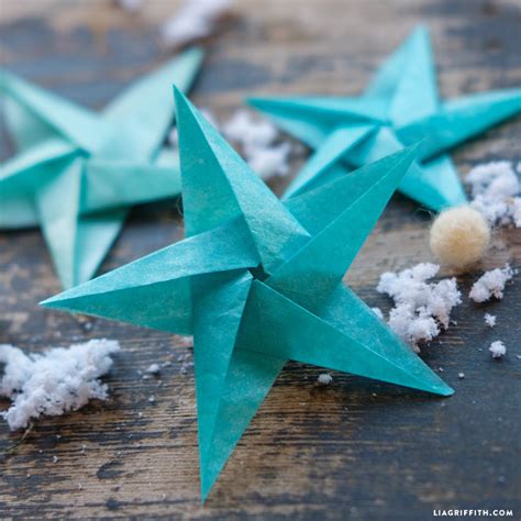 Tissue Star Origami Christmas Ornaments Lia Griffith