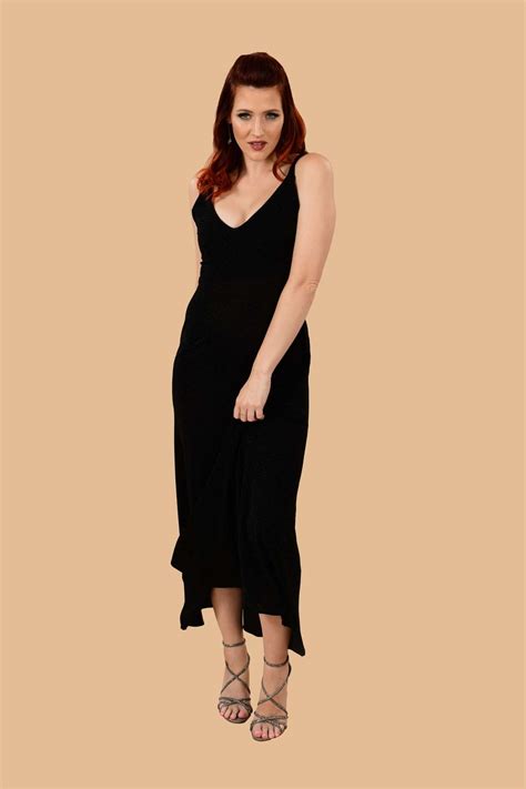 Ann Slinky Glitter Black Slip Dress Order A Vintage Slip Dress With