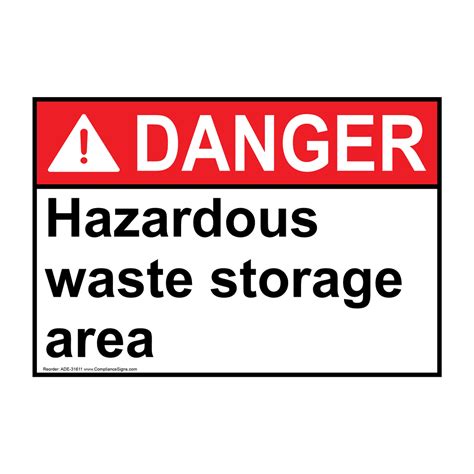Ansi Hazardous Waste Storage Area Sign Ade