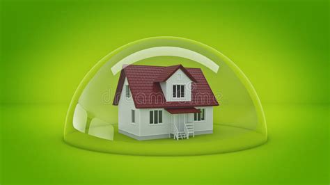House Under A Glass Shield Protection Concept Stock Illustration
