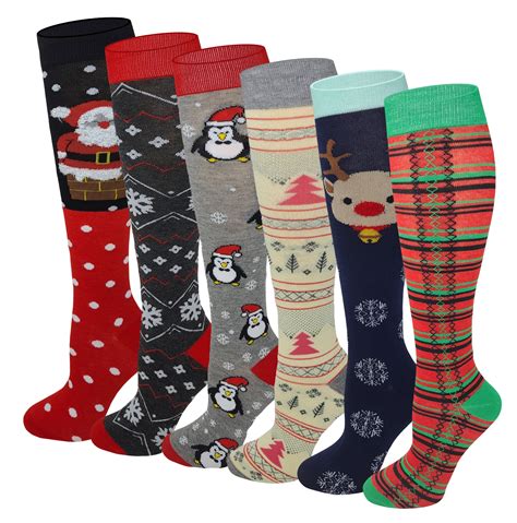 Sumona Pairs Women Christmas Holidays Festive Design Novelty Knee High Socks Walmart Com