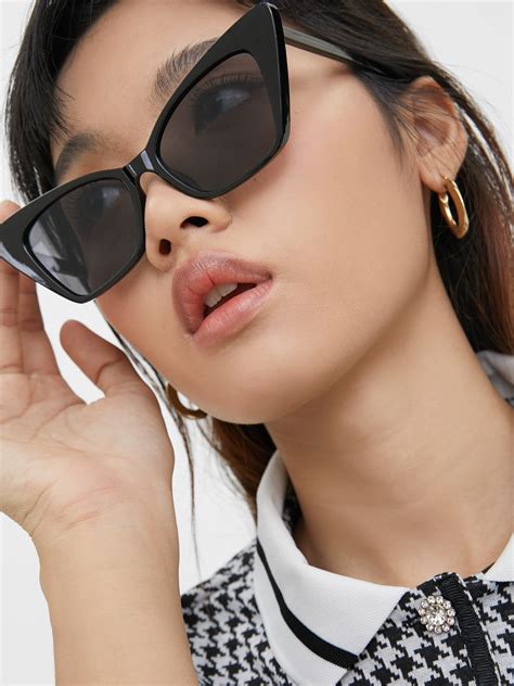 Square Cat Eye Sunglasses Black Pomelo Fashion