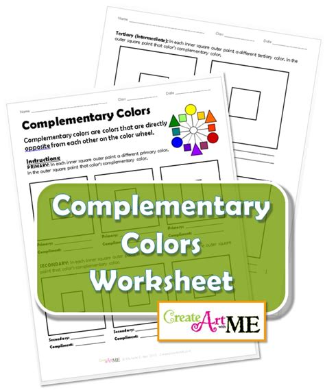 Complementary Colors Lesson Worksheet Create Art With Me