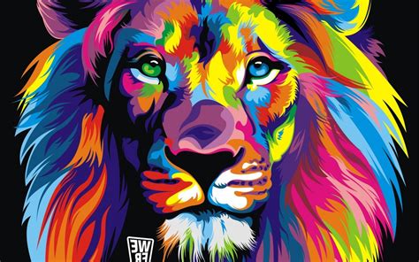 Wallpaper Colorful Illustration Abstract Tiger Lion Graphic