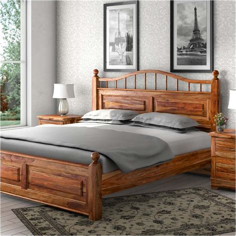 Colonial Rail Top Solid Wood Platform Bed Frame Wood Bed Design