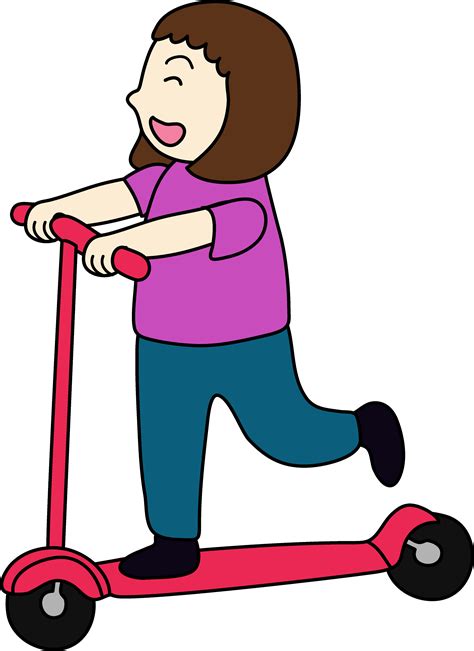 clipart of girl riding scooter free clip art