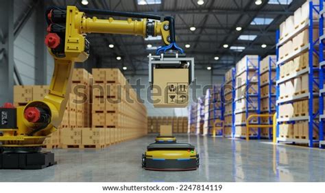 Factory Automation Agv Robot Robotic Arm Stock Illustration 2247814119