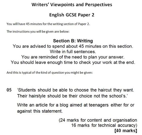 aqa paper  question  examples gcse aqa english language paper  writing frames  top tips