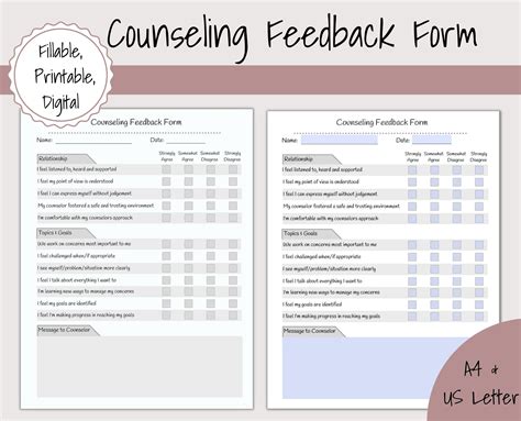 Counseling Feedback Form For Therapists Fillable Feedback Ubicaciondepersonascdmxgobmx