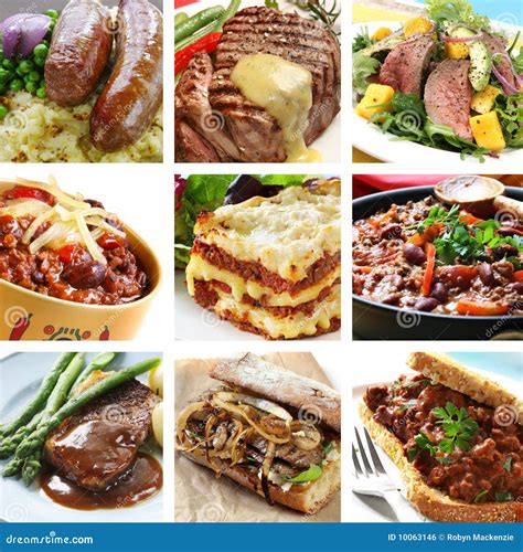 Collage De Las Comidas De La Carne De Vaca Imagen de archivo libre de