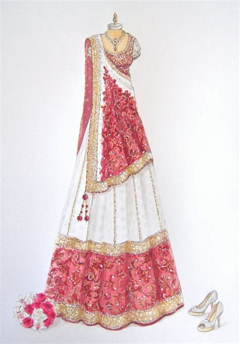 Kate middleton and hrh prince william of wales. lipstick-bullet: Custom Wedding Saree/Sari Sketch (source ...