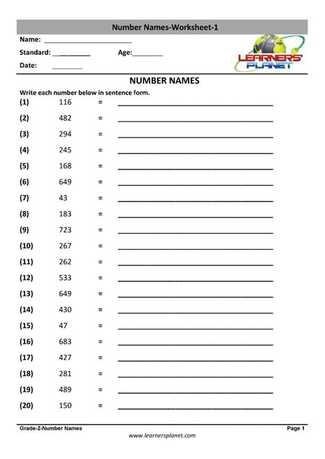 In the mathematics grade 1 number names. Math number names worksheets, video lectures, quizzes ...