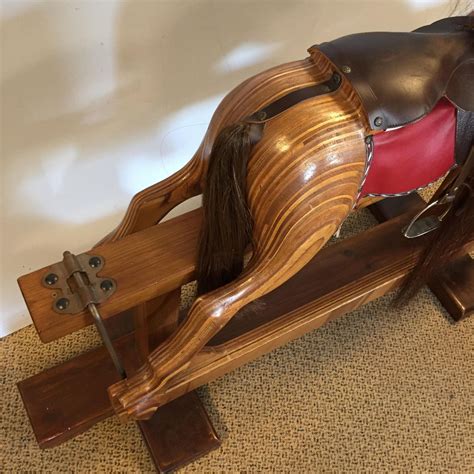 Large Laminated Wooden Rocking Horse Fitted With Tackle And Saddle