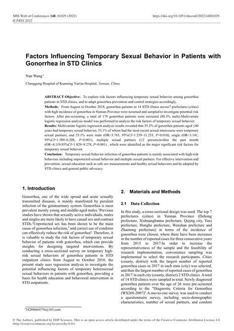 PDF Factors Influencing Temporary Sexual Behavior In Patients With