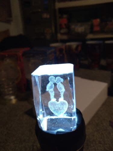 3D Laser Etched Glass Crystal Cube 1x1x2 Boy And Girl Kissing Love EBay