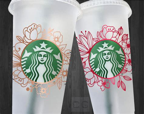 Flowers Starbucks Cup Svg Bundles Logo Wrap Design Floral Etsy