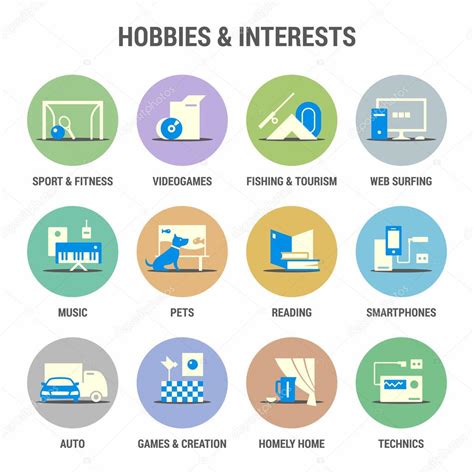 icons set of hobbies and interests flat colorized stock vector by ©brisker 122284204