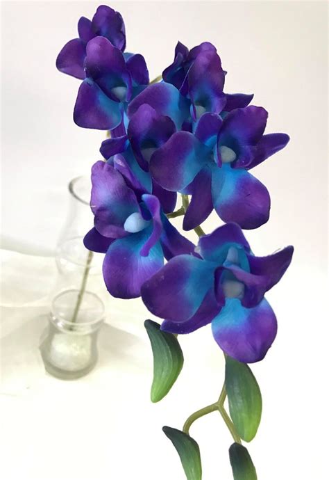 3x Latex Touch Singapore Blue Purple Orchid Dendrobium Orchids Flower