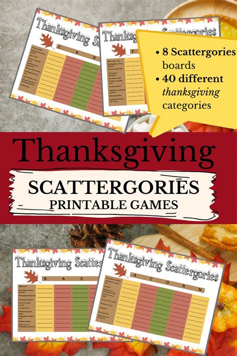 Thanksgiving Party Games Thanksgiving Scattergories Etsy