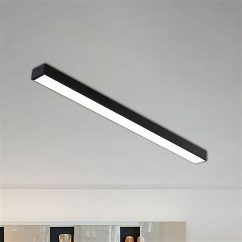 Linear Flush Mount Ceiling Lamp Contemporary Aluminum Black Led Light