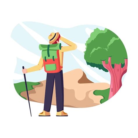 Premium Vector Hiking Flat Illustration