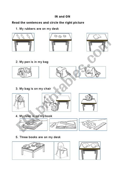 In And On Esl Worksheet By Chelinami