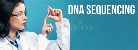Dna Sequencing Theme With A Doctor Holding A Laboratory Vial Stock
