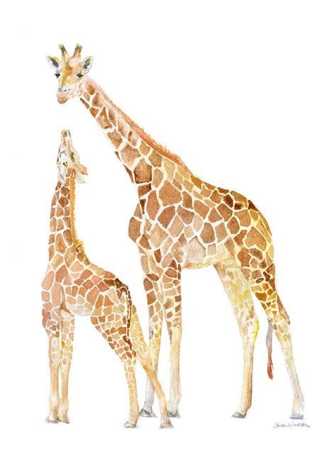 Giraffes Watercolor Painting 5 X 7 Giclee Print Reproduction