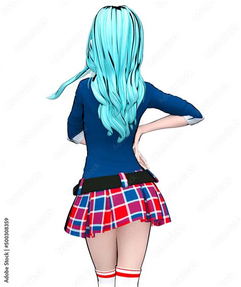 3d Japanese Anime Schoolgirl Stock Illustration Adobe Stock