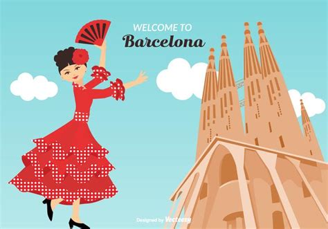 Welcome To Barcelona Vector Illustration 139482 Vector Art At Vecteezy